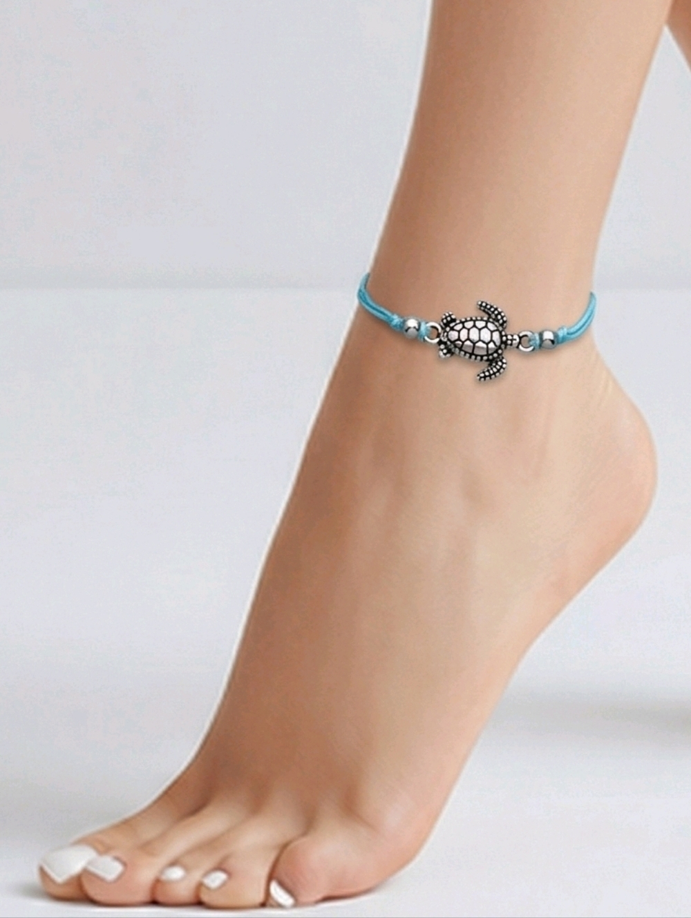 Turtle Anklet Adjustable Length Corded Ankle Bracelet Women's Jewelry 3D charm